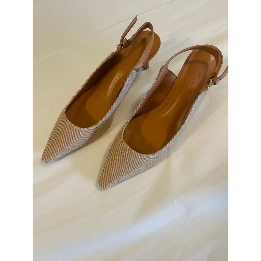 CINQ A SEPT Slyvie Denim Slingback Pumps